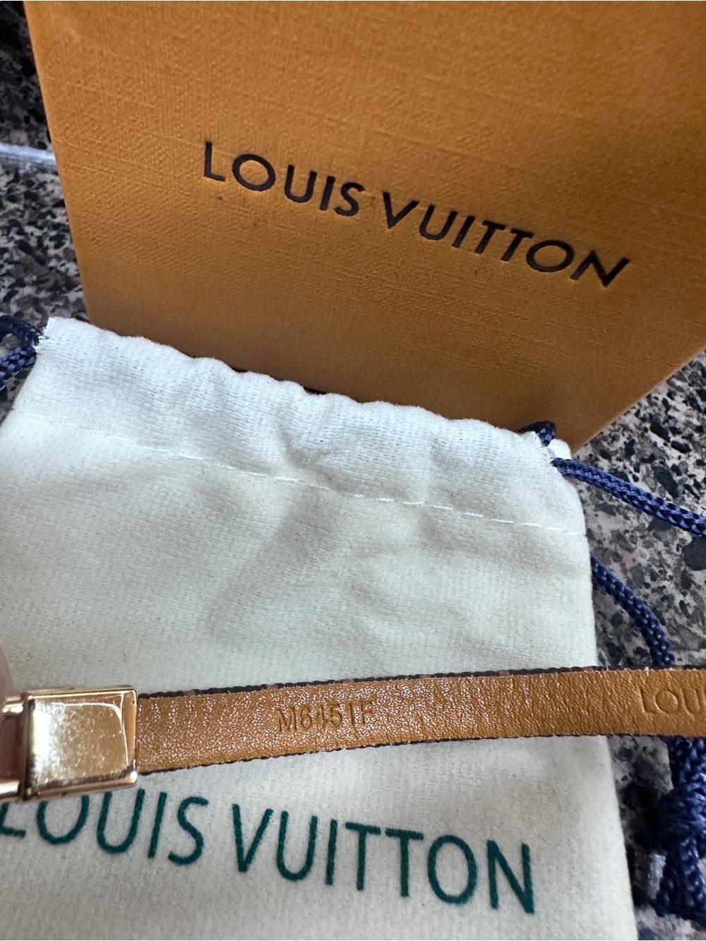 Louis Vuitton Brown Leather Bracelet with Gold LV Charm - Picture 9 of 12
